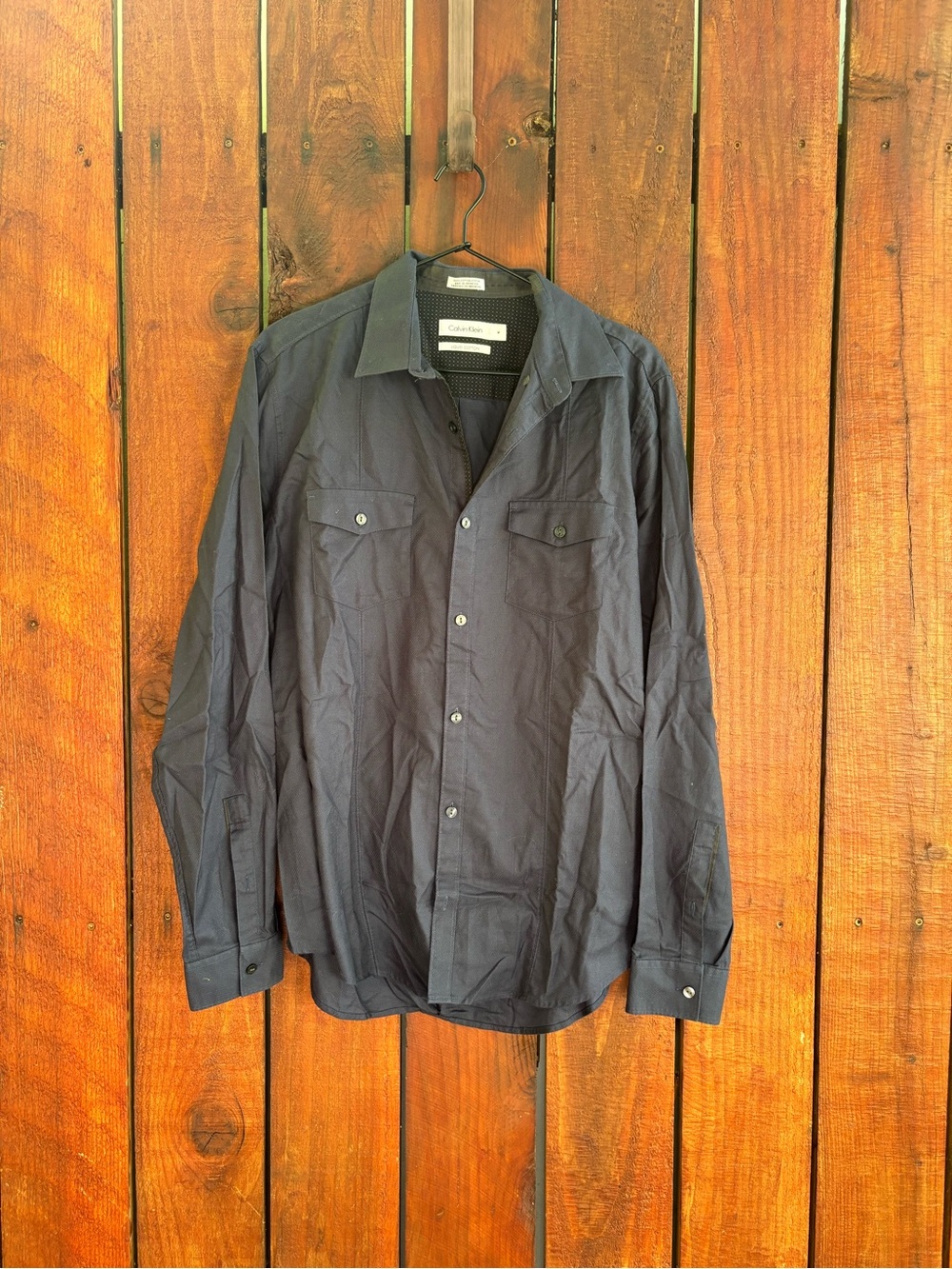 Calvin Klein Men's Dark Navy Button-Front Shirt Jacket